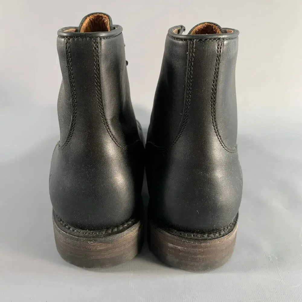 FRYE Size 8.5 Black Leather Lace Up Boots